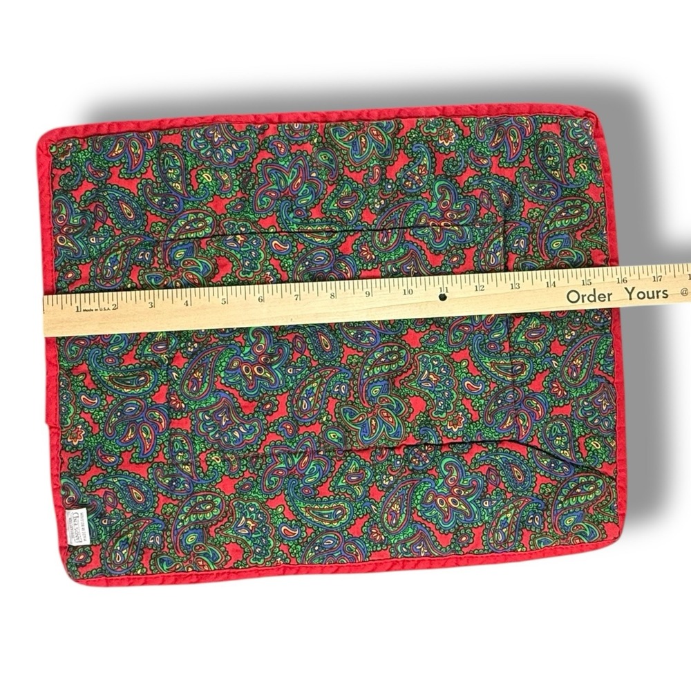 VTG Lands' End Coming Home Red & Green Paisley Placemats & Table Runner 6pc Set - Picture 8 of 15